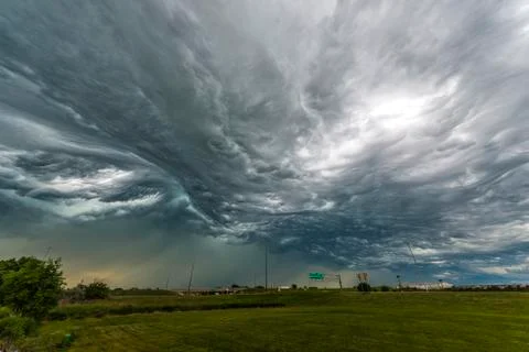 Tornado clouds over the interstate Stock Photos