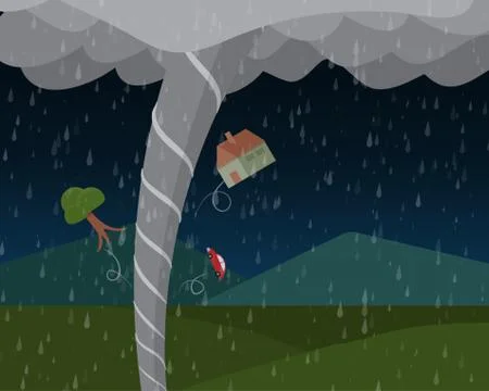 Tornado in countryside, vector Stock Illustration