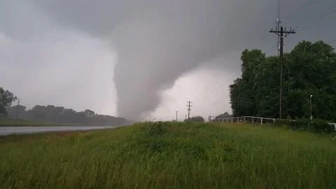 Tornado crossing road Fotos Stock