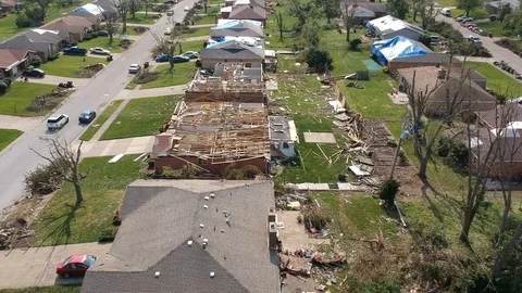 Tornado Damage Aerial Stock-Footage 109073496