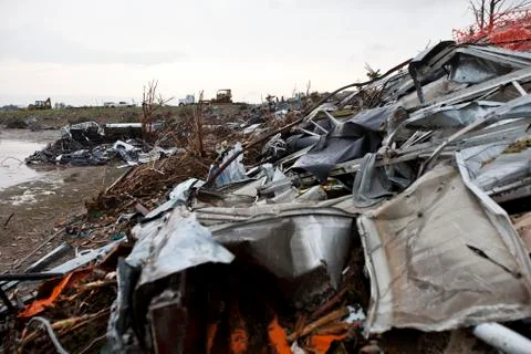 Tornado Damage &amp; Destruction – EF5 Joplin Missouri Storm Aftermath &amp; Cleanup Stock Photos