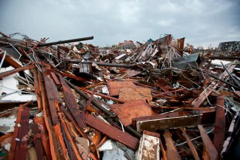 Tornado Damage & Destruction – EF5 Joplin Missouri Storm Aftermath & Cleanup Stock Photos