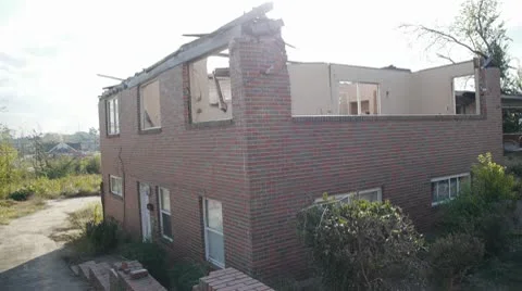Tornado Damage Home, House Stock Footage 10753899