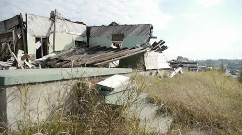 Tornado Damage Home, House Stock Footage 10754048