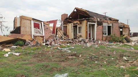 Tornado damaged house Stock Footage 7744205