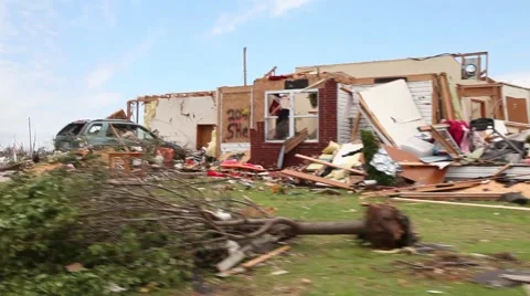 Tornado Damaged Landscape from inside a moving vehicle 스톡 동영상 45362318