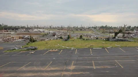 Tornado damaged neighborhood Stock Footage 7744359