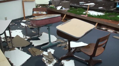 Tornado Destroys School Stock Footage 54750053