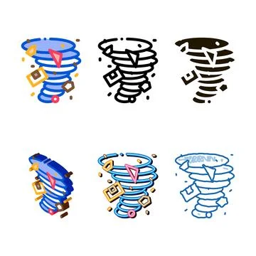 Tornado details variations icon vector outline Stock Illustration