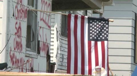 Tornado Devastation in Neighborhood-07 Stock Footage 7729598