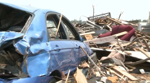 Tornado Devastation in Neighborhood-14 Stock Footage 7729525