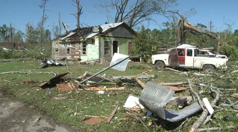 Tornado Devastation Remains as Gentle Breeze Blows Stock Footage 54714971