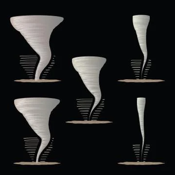 Tornado in different forms Stock Illustration