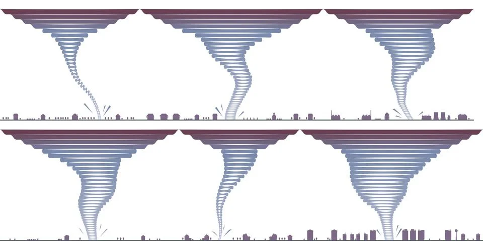 Tornado in different forms Stock Illustration