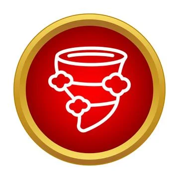 Tornado funnel cloud icon on red button Stock Illustration