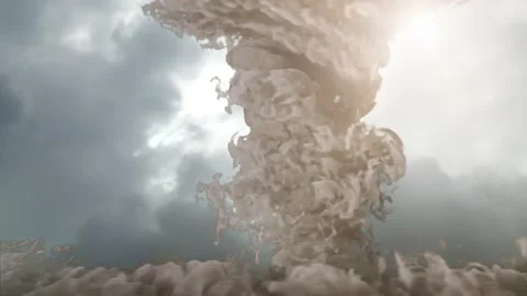 Tornado hurricane and smoke stream 3d render Stock Footage 164883834