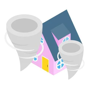 Tornado icon isometric vector. Strong whirlwind near residential building icon Ilustración de archivo