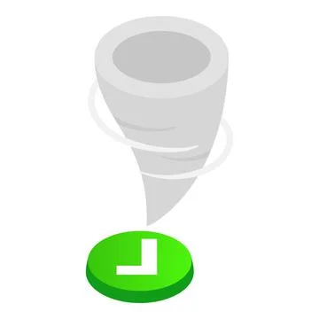 Tornado icon isometric vector. Strong whirlwind and green button icon Stock Illustration