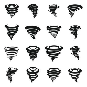 Tornado icons set, simple style 库存插图