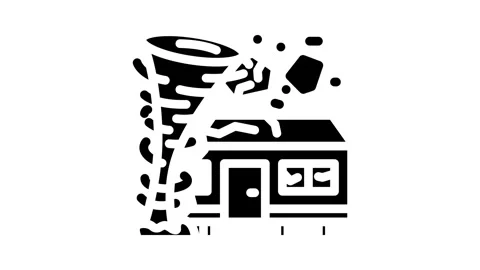Tornado mobile home glyph icon animation Stock Footage 326734023
