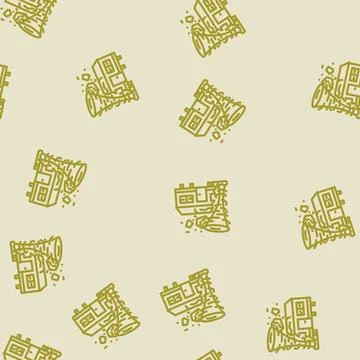 Tornado mobile home line vector seamless pattern Stock Illustration