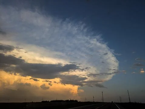 Tornado-Producing Thunderstorm at Sunset Stock Photos