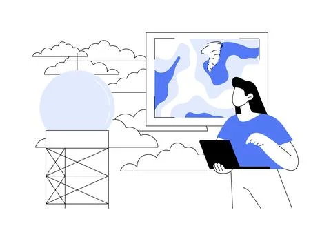 Tornado radar abstract concept vector illustration. Stock Illustration
