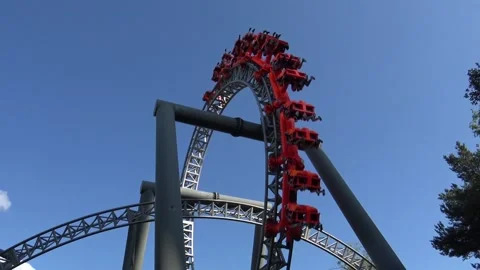 Tornado Roller Coaster Loop at Särkänniemi Amusement park Tampere, Finland. Video stock 147267978