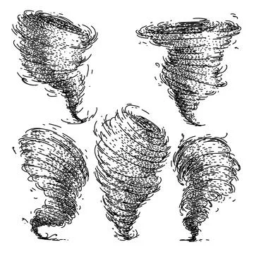 Tornado set sketch hand drawn vector Stock Illustration