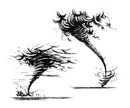 Tornado sketch hand-drawn style. Stock Illustration