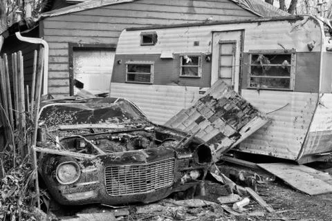 Tornado storm damage xv Stockfoto's