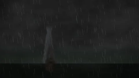 Tornado Touching Down Over Dark Ocean During Heavy Rainstorm Animation Vidéo 347965507