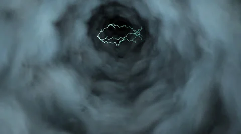 Tornado Tunnel, with Lightning:  Looping Video stock 34609748