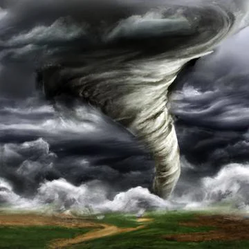 Tornado, a violently rotating column of air that is in contact with both the Stock Illustration