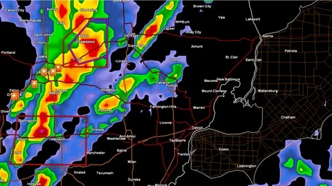 Tornado warning on severe thunderstorms ... | Stock Video | Pond5