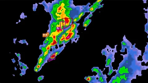 Tornado warning on severe thunderstorms ... | Stock Video | Pond5