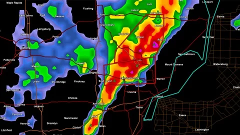 Tornado warning on severe thunderstorms ... | Stock Video | Pond5