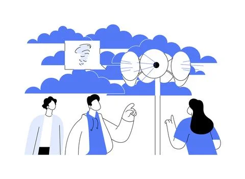 Tornado warning siren abstract concept vector illustration. Stock Illustration
