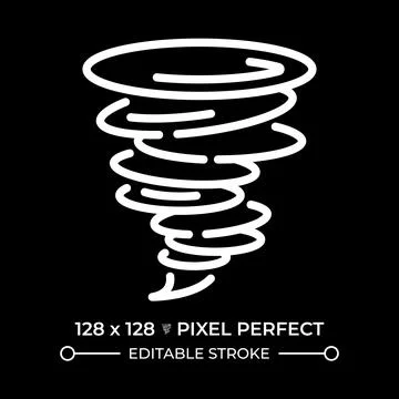 Tornado white linear icon for dark theme Stock Illustration
