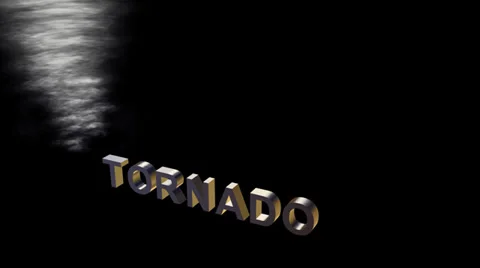 Tornado Word Swept Away:  Alpha Channel Video stock 34619212
