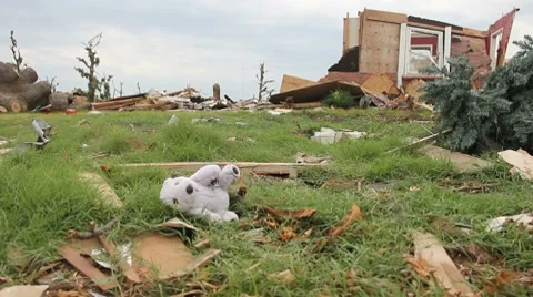 Tornado Wreckage Bear Stock Footage 7744046