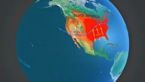 Tornadoes High risk areas 3D map Stock Footage 303991379