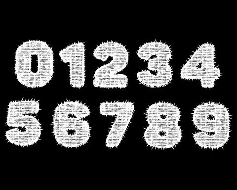 Torned decorative numbers on black background. Stock Illustration