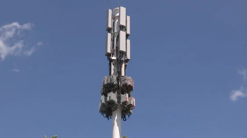 Toronto, On, Aug 1 2026 Cell tower with multiple antennas on it in the city Stock Footage 341027460