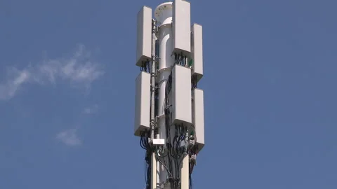 Toronto, On, Aug 1 2026 Cell tower with multiple antennas on it in the city Stock Footage 341027487