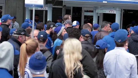 Toronto blue jays crowd getting in at gate Stock Footage 69147772