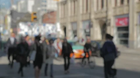 Toronto Busy City Intersection Blurred People Slow Motion 96fps Wide Video stock 50544057