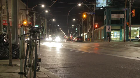 Toronto busy night city intersection 4K Stock Footage 68490669