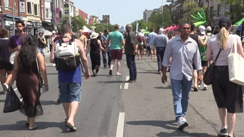 Toronto, Can Aug 10 2026 Taste of the Danforth Greek street festival crowds Stock Footage 341835189