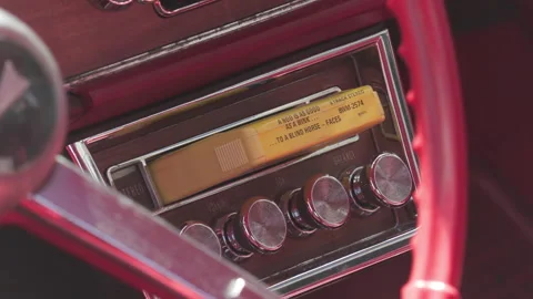 Toronto, Can Aug 18 2026 Vintage 8 track tape player in old car Stock Footage 342453907